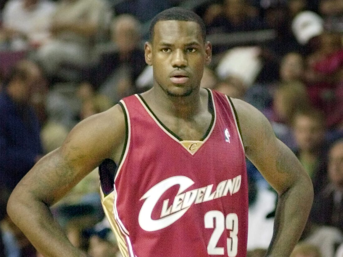 Cleveland's record in the previous season was 17 wins - 65 losses.In LeBron's first season, they finished with a record of 35 wins - 47 losses.LeBron won the Rookie Of The Year (Trophy for the best debutant)An 18 year old carried a pro basketball team on his back.