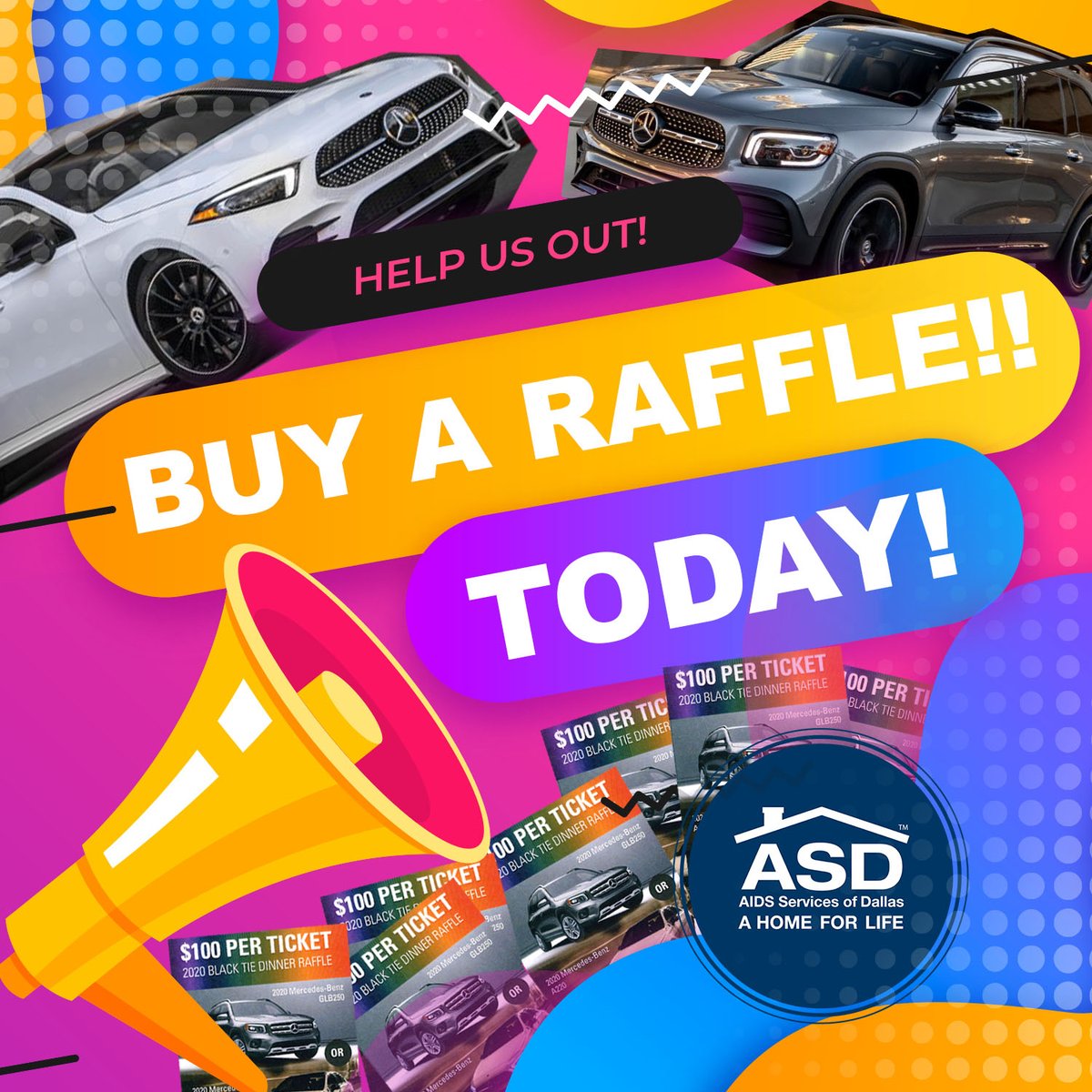 #WinningWednesday 

Winner Takes All!!!

Be the proud owner of either a brand new 2020 Mercedes-Benz GLB250 or A220! Only 1,500 raffle tickets are available. On the night of Oct 3, 2020, one winner, takes all! 

Tickets can be purchased at: blacktie.org/raffle?asd