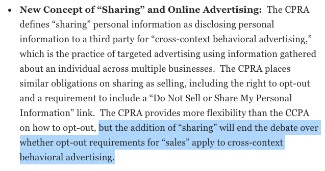 Related to the thread above, it even more clearly calls out "cross-contextual behavioral advertising" to make it crystal clear, if it wasn't already, that Google, Facebook, others can't continue to track users for their own interests and/or $$$. /15