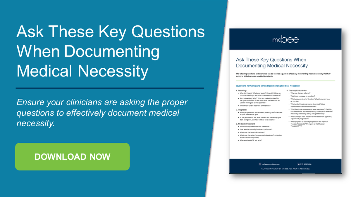 McBeeassociates's tweet photo. As @CMSGov aims to resume #audits and medical reviews of #MedicareClaims, it’s critical that your #MedicalNecessity documentation is compliant. Download our list of key questions and example scenarios to help effectively document medical necessity. https://t.co/NF3IBzvzKb https://t.co/AiEhc0vJSo
