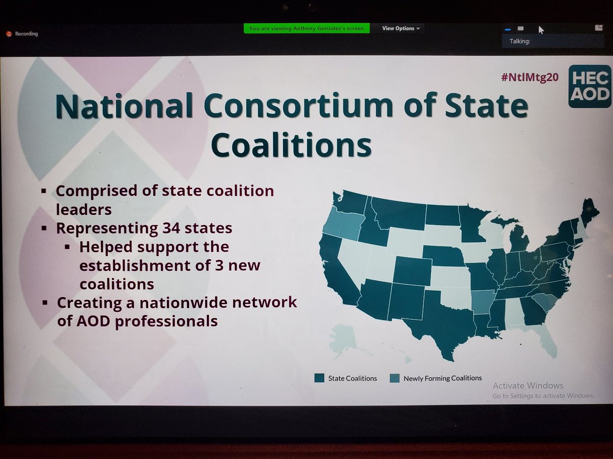 For any of the remaining 16 states that don't have statewide coalitions, we'd LOVE to help you get that going through the National Consortium of Statewide Coalitions (#theNCSC) with @hecaod!

#NtlMtg20 

#SApro #highered #highereducation #AODprevention #AOD