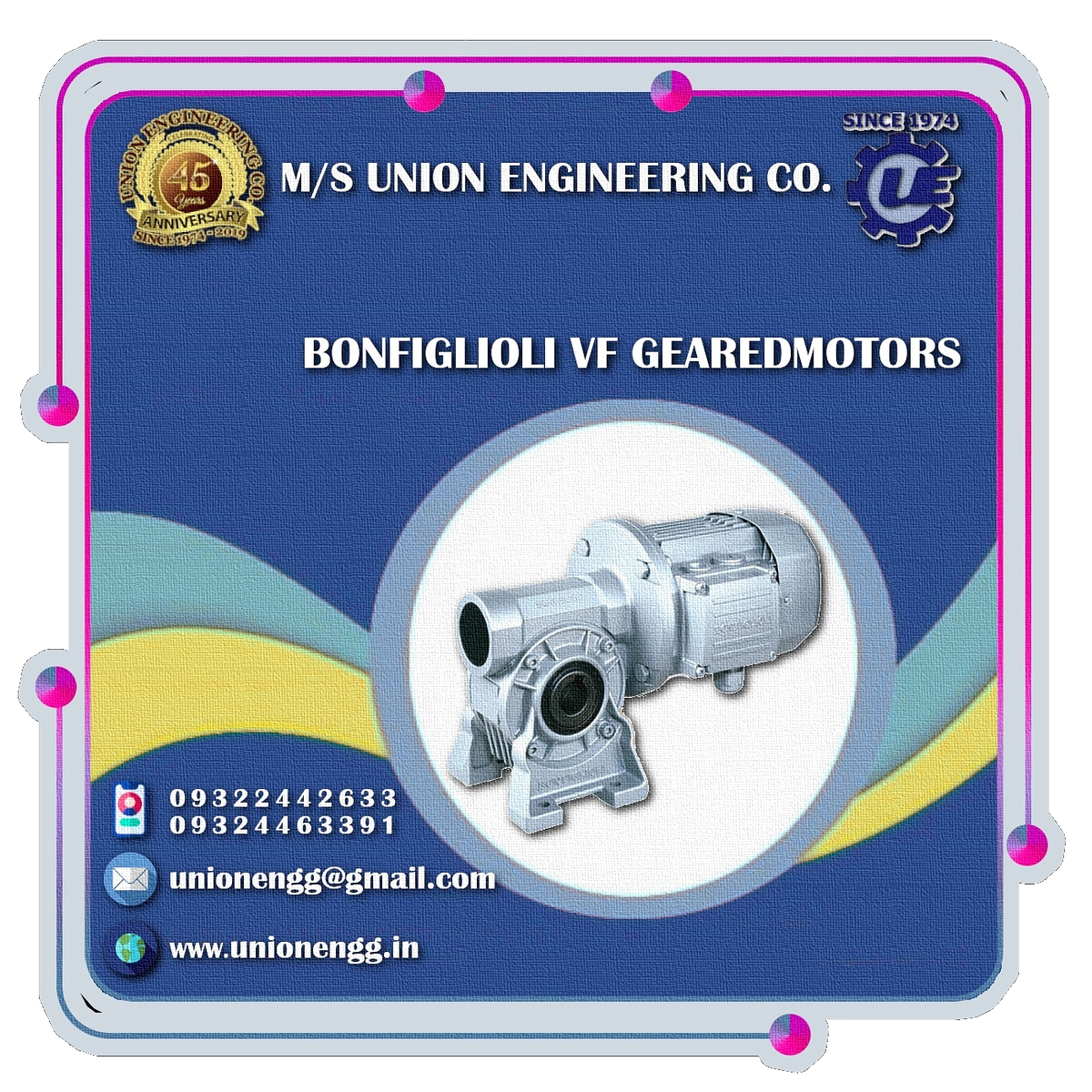 <a href="/unionengg/">Union Engineering Co</a> offers exclusive range of #Bonfiglioli #Gearboxes, #ElectricMotor &amp; <a href="/GearedMotors/">Geared Motors</a> which are highly efficient and has load carrying capacity combined with long life and reliable service.

#unionengg #Industrial #Gearbox #GearedMotor