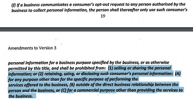 At risk of complete boredom, here is exact language from CPRA. It very clearly limits adtech firms (including Google and Facebook) to acting on behalf of publisher for the specific purposes for the intended services of the user. This is also consistent with GDPR so yeayy. /16