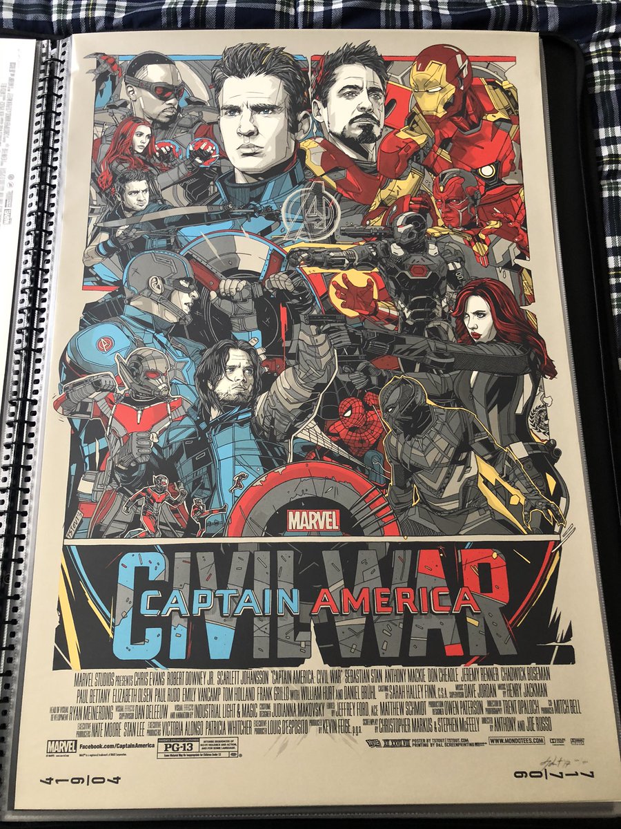 Day 7: Captain America: Civil War by Tyler Stout for  @MondoNews, limited to 700.