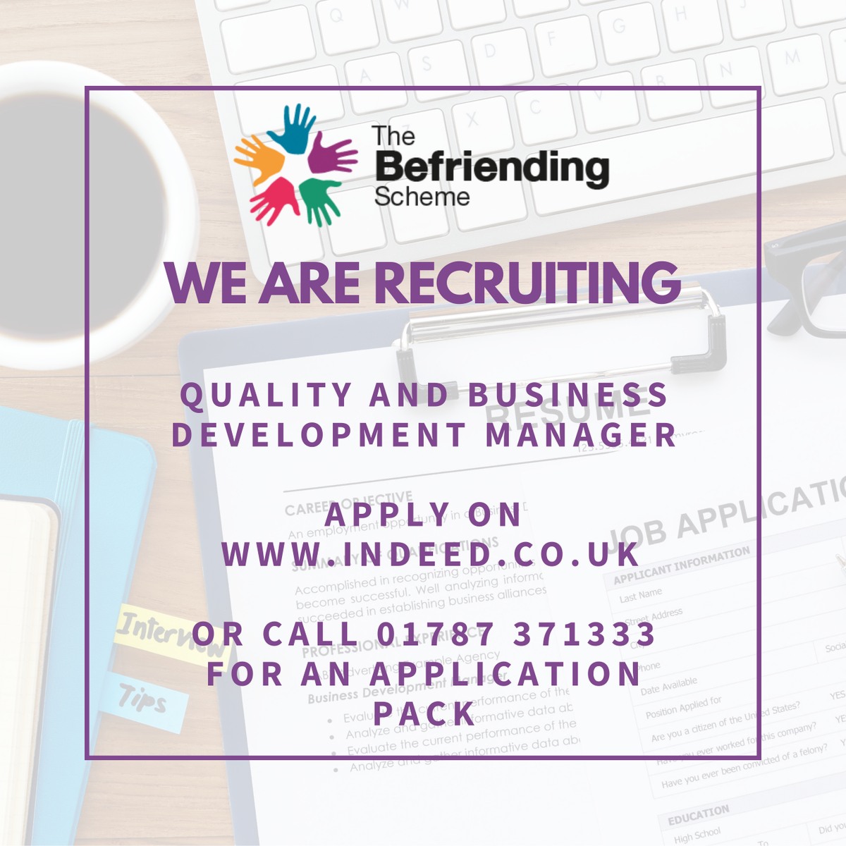 BefriendingSch's tweet photo. We Are Recruiting 📣 #spreadtheword #vacancy #learningdisability #newjob #befriending https://t.co/Pb9dHMMiKx