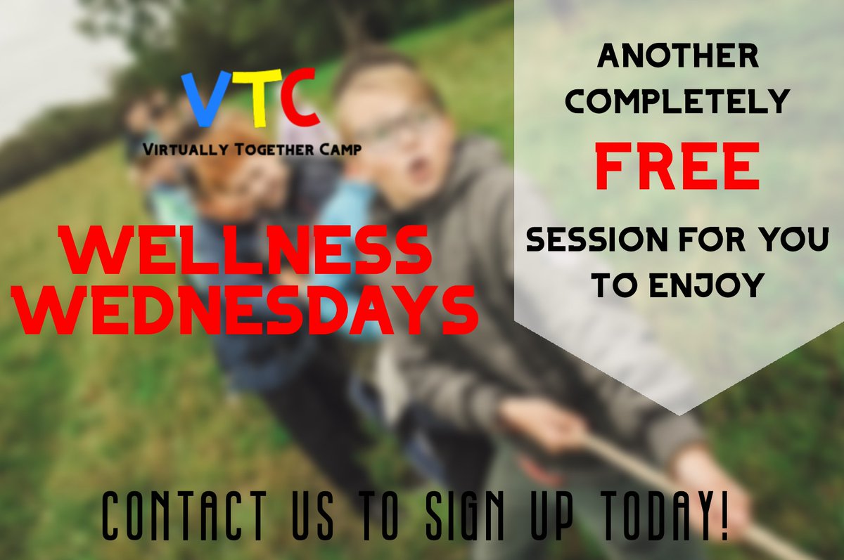 CampVirtually's tweet photo. ANOTHER FREE SESSION!

Wellness Wednesdays are here and available for you, for FREE!

Sessions start next Wednesday, August 12th at 2:00 pm. We are so excited to see you at Wellness Wednesdays!

Contact us to sign up today and save your spot! https://t.co/QvgBU1eJZq