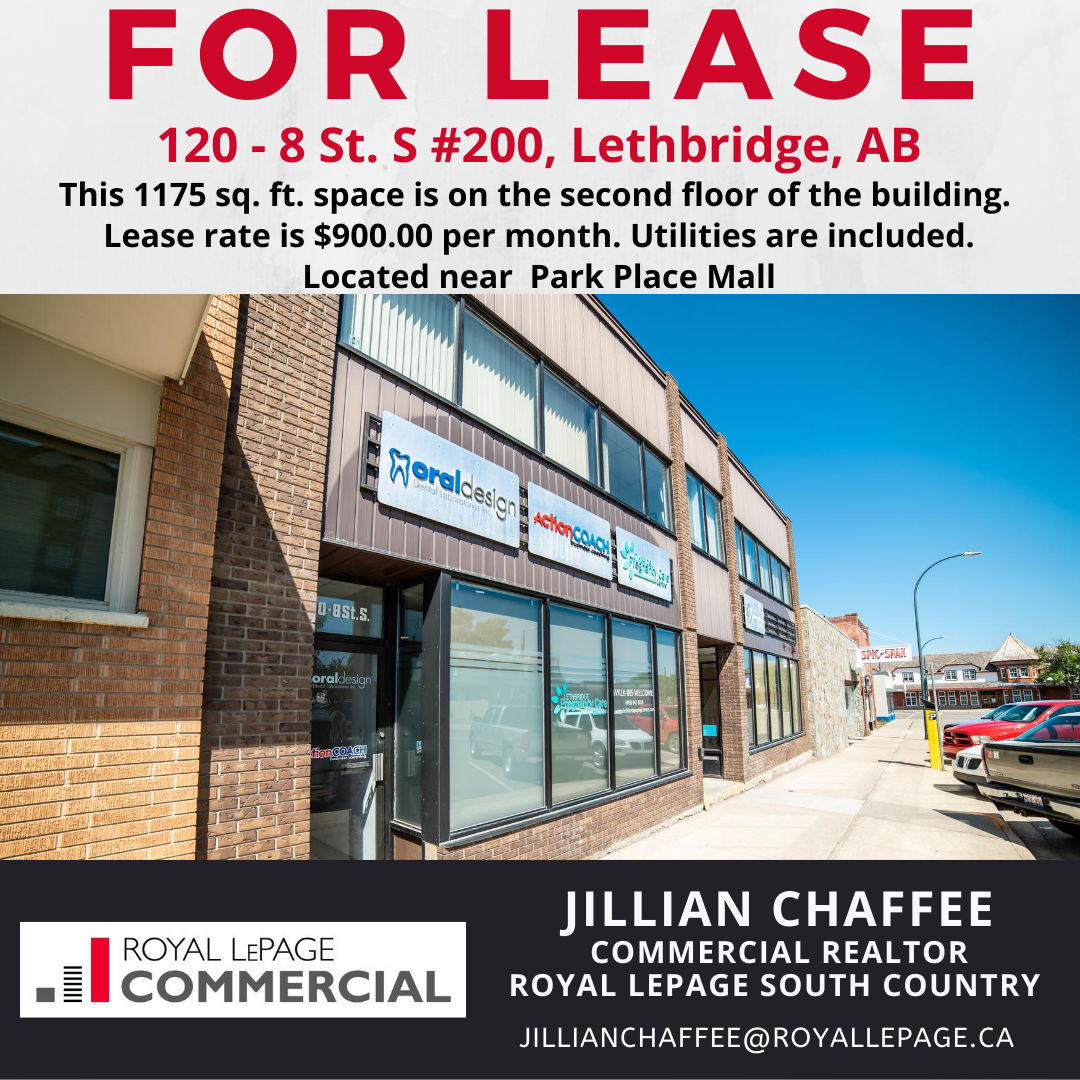 jillchaffee's tweet photo. Are you looking for a new location for your business? Check out this move in ready space! #officespacelethbridge #officefor lease #downtownlethbridge #commercialrealestate #jillianchaffee #yqlrealestate #commercialrealtor https://t.co/VZxKggFoc9