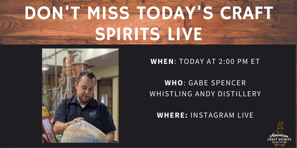 CraftSpiritsUS's tweet photo. You won't want to miss today's #CraftSpirits Live with @WhistlingAndy's Gabe Spencer! Be sure to post your questions during the live segment. https://t.co/HX4cb96yoV