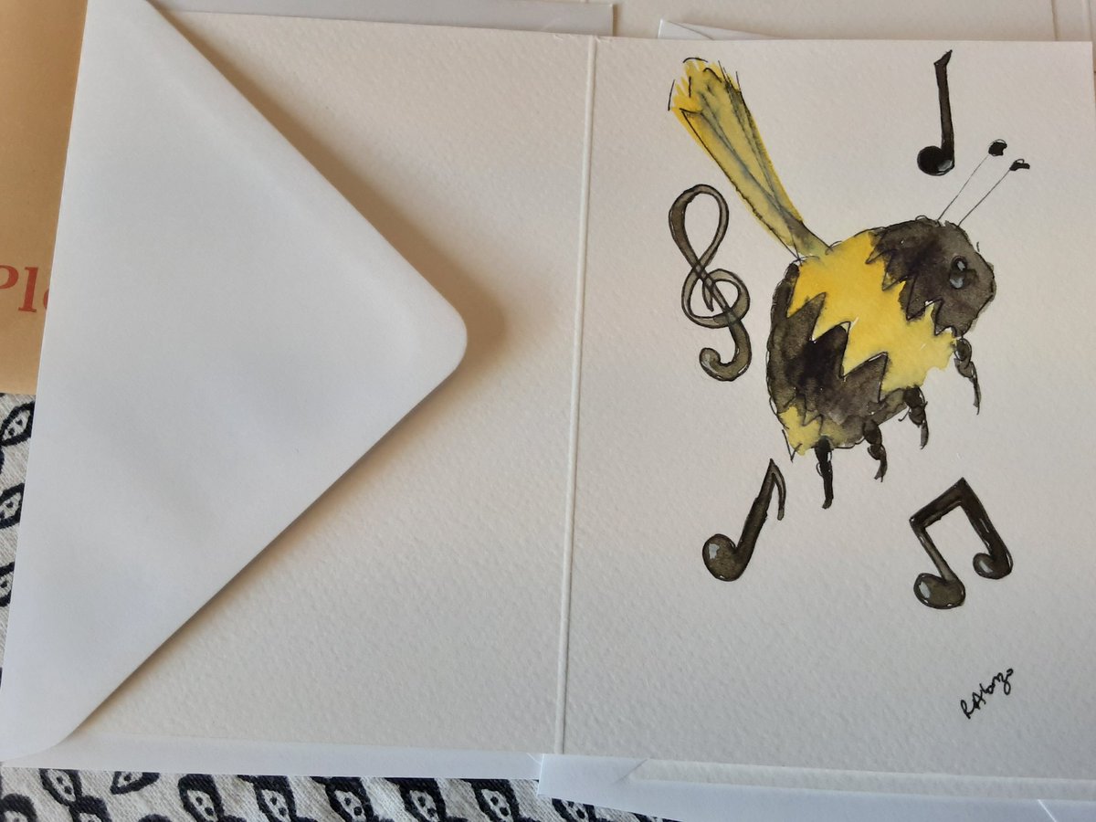 ladystelling's tweet photo. Look what came in mail! An 8pak of #BeeCards frm @Art71Rachael Was thrilled how quickly! Pics dont do them justice. ♥️accordian! (terrorizd my family playg it!) flute, harp,trumpet, guitar, etc. Thank you so much for your excellent work! Quality-a job well done! 👏u.r. the best! https://t.co/GymVdnPUsD