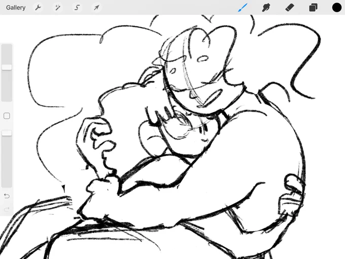 wip   long time no aimless doodle of aurise cuddling 