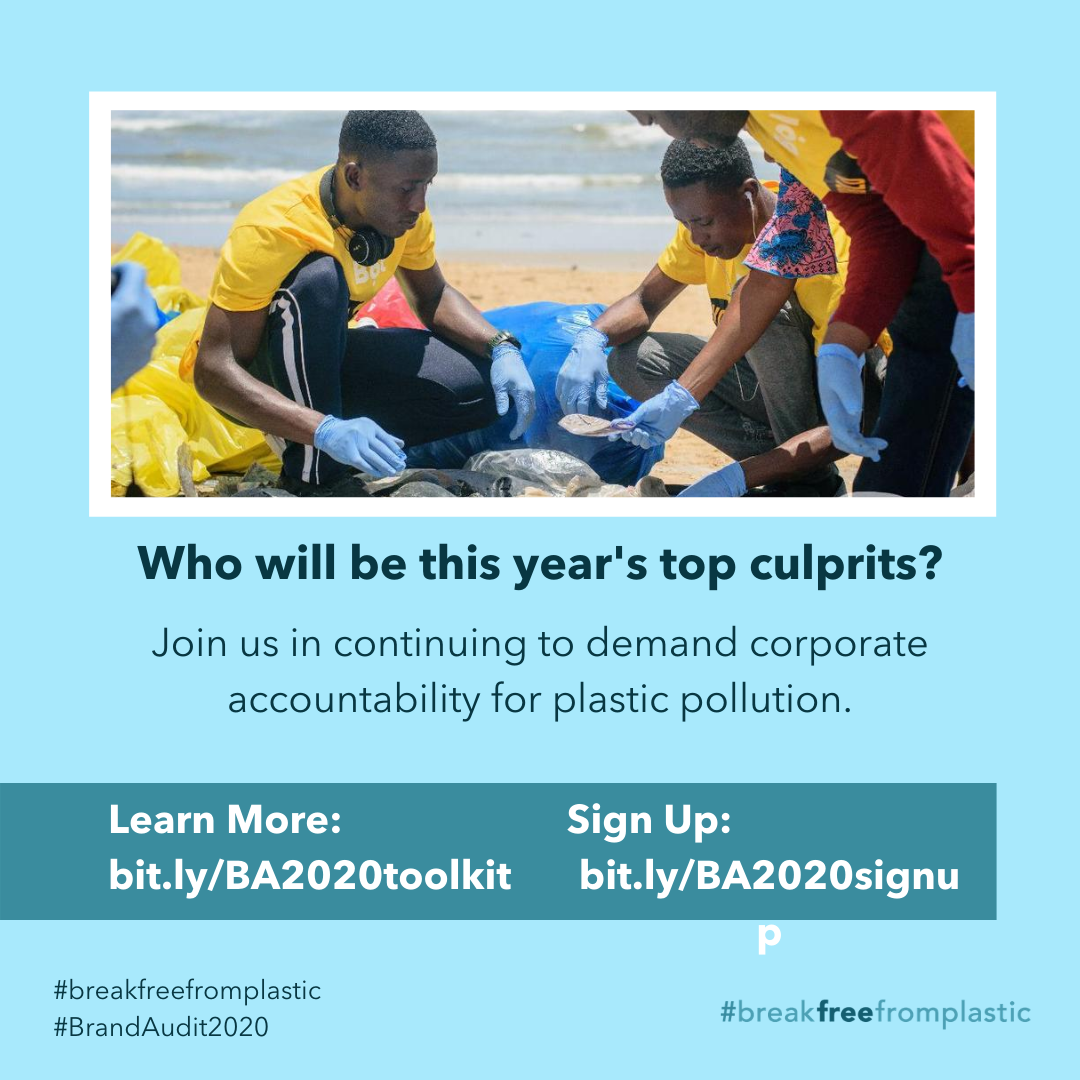 brkfreeplastic's tweet photo. Annually, #BreakFreeFromPlastic changemakers & allies perform a global audit of plastic waste from cleanups in order to hold the biggest corporate polluters accountable.
This year, we'll KEEP THE PRESSURE ON with #BrandAudit2020
LEARN MORE ๐ https://t.co/rpsG9f0ezV https://t.co/JWcLYVK2TF