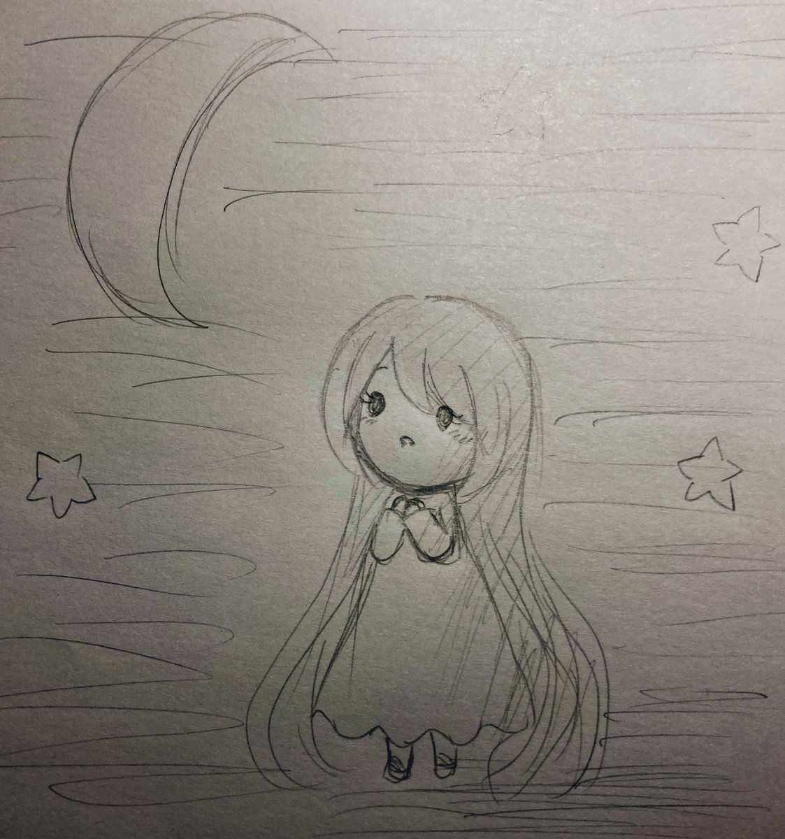 夜、静かになると色々考えてしまうので怖いです…。
#落書き 