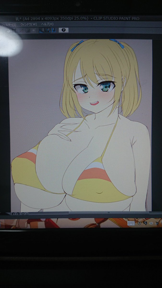 「でけぇ乳の女描いてる。 」|がみこのイラスト