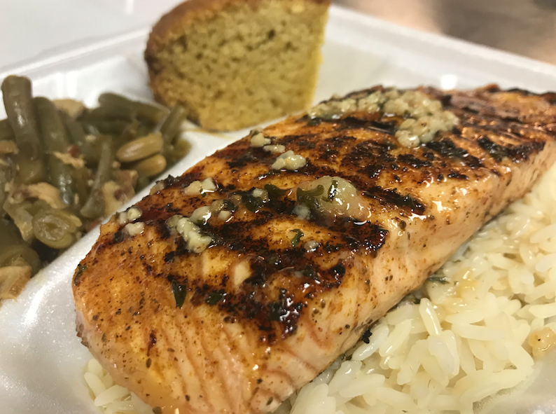 Stuffed_Cajun's tweet photo. Lunch &amp; Dinner special this week:
Salmon Filet w/ Hollandaise over rice - $10.99
Blackened Salmon Caesar - $9.99 https://t.co/PtKOJdbjga