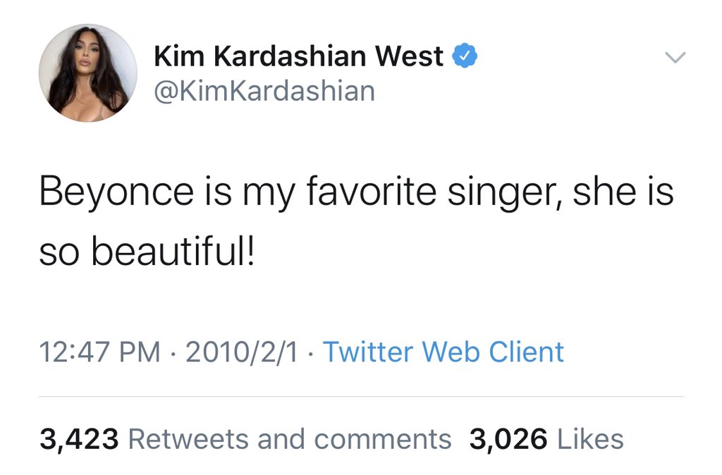 32) Kim Kardashian:“Beyoncé’s album came out today. I die for her.” (2011)“Beyoncé is my favorite singer. She’s so beautiful.” (2010)
