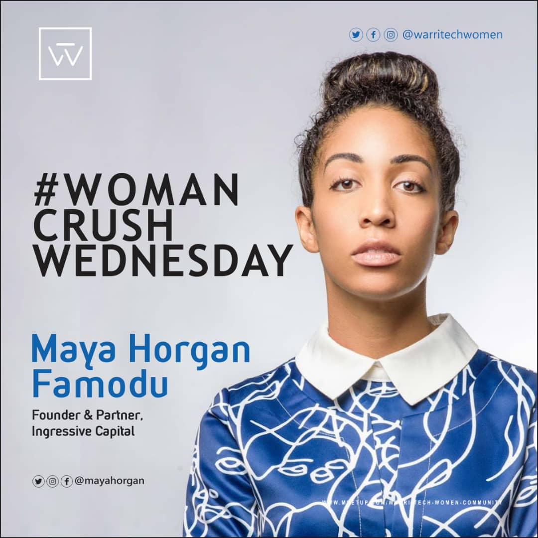 Warri Tech Women (@warritechwomen) on Twitter photo Meet Maya Horgan Famodu (@mayahorgan) a Venture Capital Investor. She's the Founder & Partner of <a href="/IngressiveCap/">Ingressive Capital</a>, a $10 Million Venture Fund.
She's our #WCW for this week. She's passionate about empowering young Africa talents, through her work with <a href="/Ingressive4Good/">Ingressive for Good</a>
#WTWCrush ๐ Meet Maya Horgan Famodu (@mayahorgan) a Venture Capital Investor. She's the Founder & Partner of <a href="/IngressiveCap/">Ingressive Capital</a>, a $10 Million Venture Fund.
She's our #WCW for this week. She's passionate about empowering young Africa talents, through her work with <a href="/Ingressive4Good/">Ingressive for Good</a>
#WTWCrush ๐