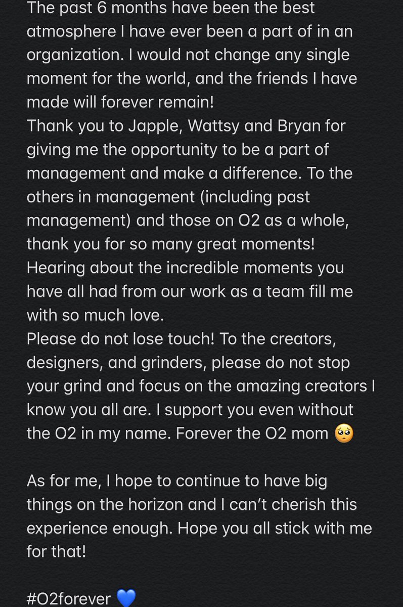 SimplyMaeg's tweet image. Leaving @OxygenSupremacy 

Honoured to have been the community manager #O2Forever 💙