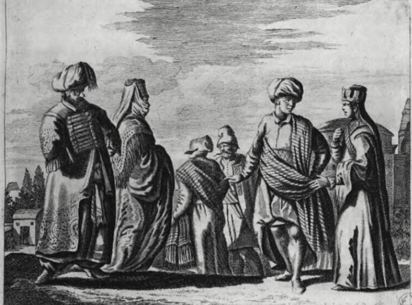 [THREAD]Histoire du caftan algérien[𝘐𝘮𝘢𝘨𝘦: 𝘈𝘭𝘨𝘦́𝘳𝘪𝘦. 𝘊𝘰𝘴𝘵𝘶𝘮𝘦𝘴 𝘥𝘦𝘴 𝘈𝘭𝘨𝘦́𝘳𝘰𝘪𝘴/𝘳𝘦𝘧: 𝘋𝘦𝘴𝘤𝘳𝘪𝘱𝘵𝘪𝘰𝘯 𝘥𝘦 𝘭'𝘈𝘧𝘳𝘪𝘲𝘶𝘦-𝘋𝘢𝘱𝘱𝘦𝘳, 𝘖𝘭𝘧𝘦𝘳𝘵 (1639-1689).]