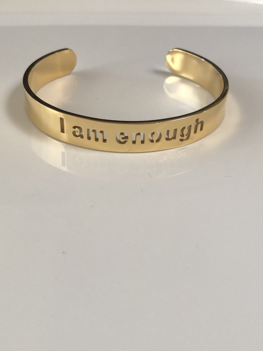 Excited to share the latest addition to my #etsy shop: I am enough etsy.me/2Drva0S #bracelets #quotes #cuff #jewelry #gold #charmedup2