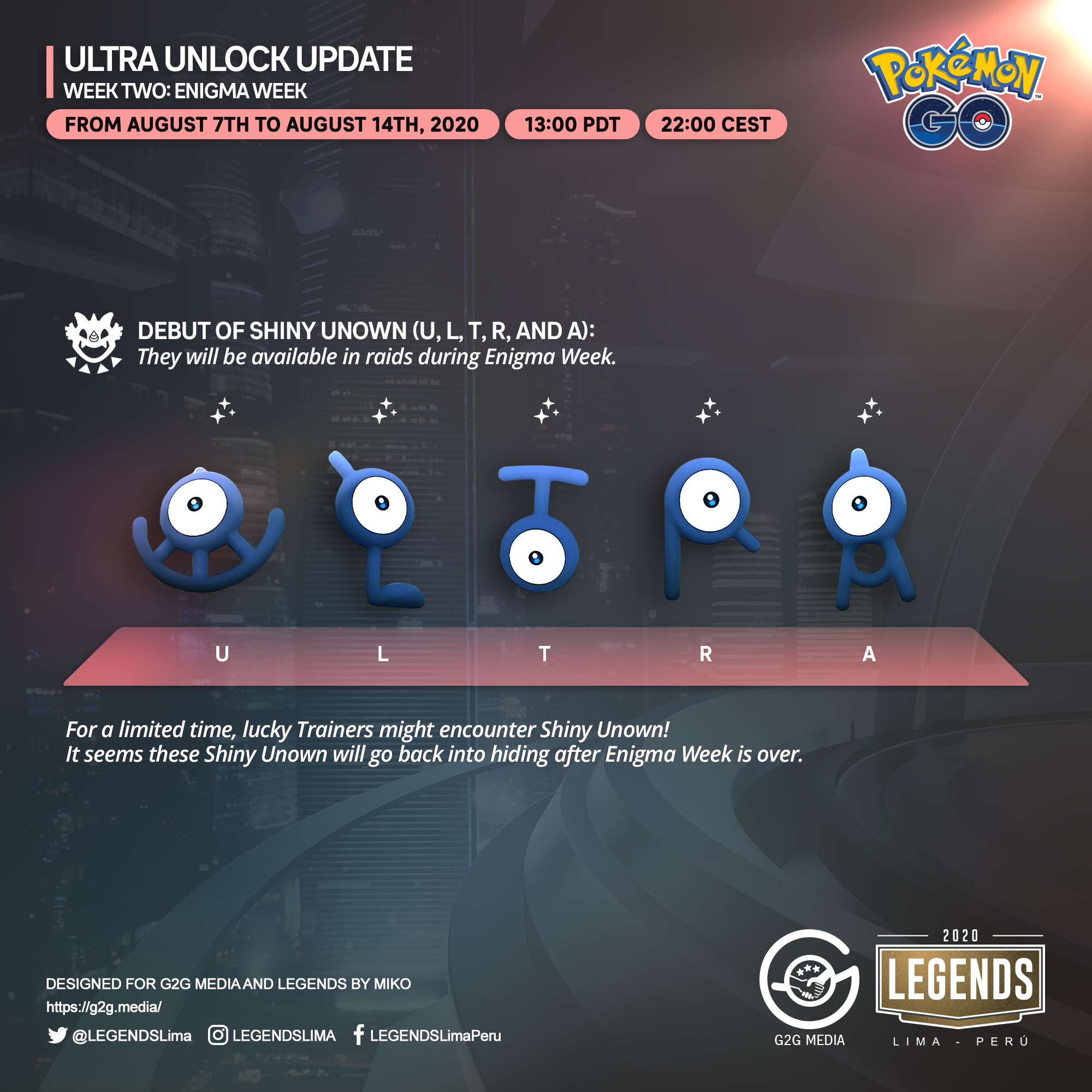 Legends For A Limited Time The Shiny Unown U L T R And A Will Make Their Debut In The Enigma Week Pokemongo Pokemongoapp T Co M7fmb6i0gx