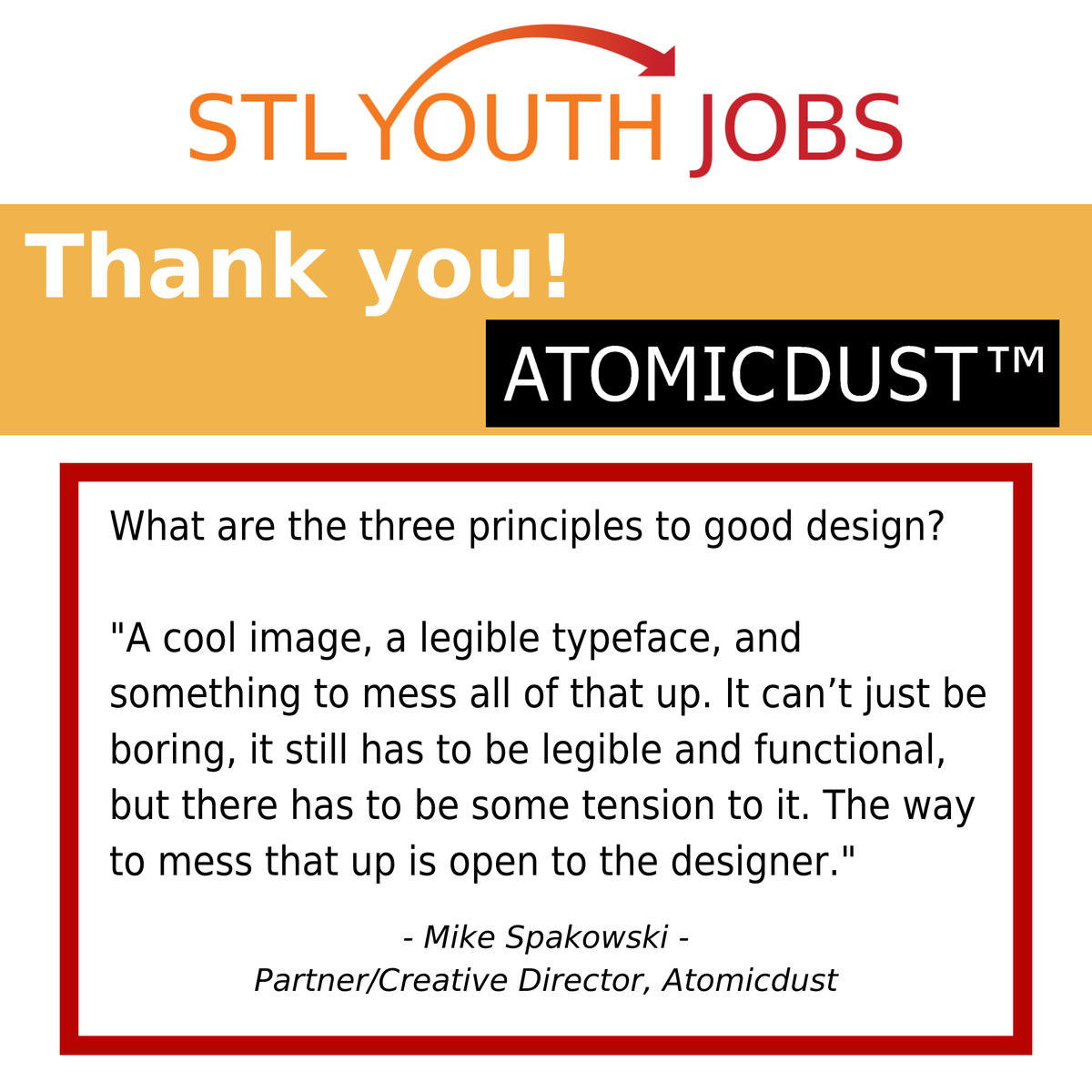 StlYouthJobs's tweet photo. Special thanks to @Atomicdust for hosting a professional development event for youth. Participants learned tips and tricks for starting and operating a business in branding, websites and marketing. Thank you Atomicdust!

#stlyoutjobs #atomicdust #professionaldevelopment https://t.co/kf4cNWwLHz