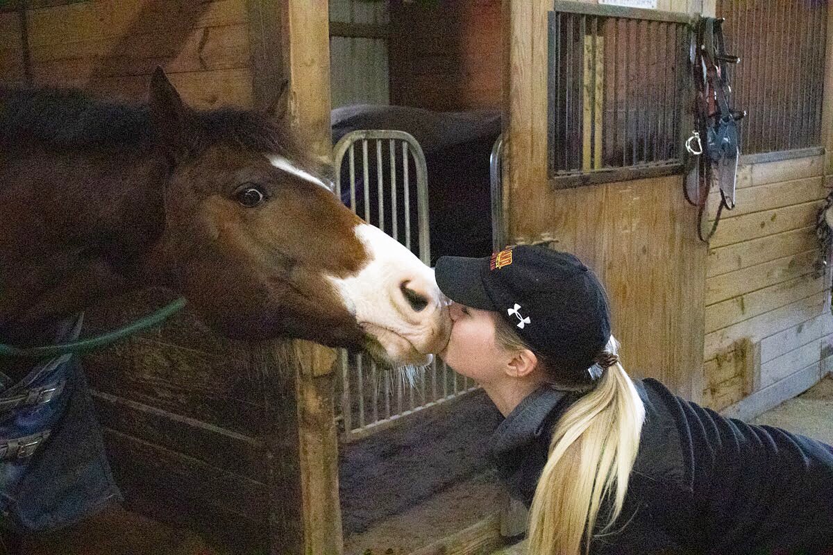 UMDEquestrian's tweet photo. Who could use some pony kisses? 🐴 Unfortunately, our region has decided to postpone our fall show season until the spring semester. But we’re hoping that UMD will allow us to get back to our school horses this fall for lessons, fingers crossed! 🤞🏼
#rideihsa #activeterps #umd https://t.co/UVcYmvRYEK