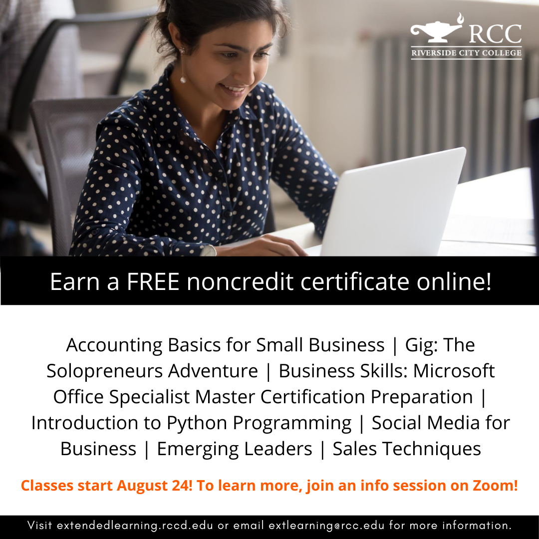 WeareCTEatRCC's tweet photo. Check out all the noncredit certificates available online this fall. If you want to find out more, please sign up to attend an information session: 
https://t.co/qZm9zJZ4Q0

For a list of fall course offerings, visit the extended learning website: https://t.co/7zYQJVfAEV https://t.co/TimrUIgIEF
