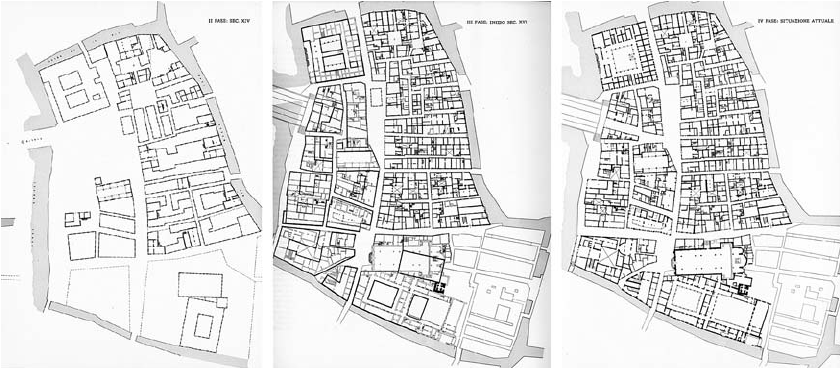 6/ Known as "typo-morphology", it developed from the idea that the value of historic cities depends on the delicate equilibrium built over time between large specialized buildings (churches, palaces, etc.), the "minor" building typologies and the public spaces connecting them