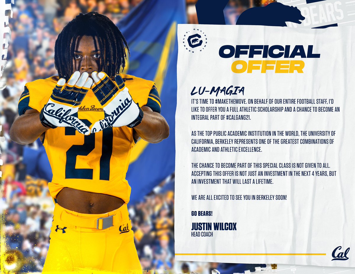 Hearns_21's tweet photo. I’m extremely excited to say that I have received a scholarship offer to the University of Cal Berkeley. @CoachYates77 @CoachToler @CalFootball @CalRecruiting #GoBears https://t.co/mJzvZ0xWZQ