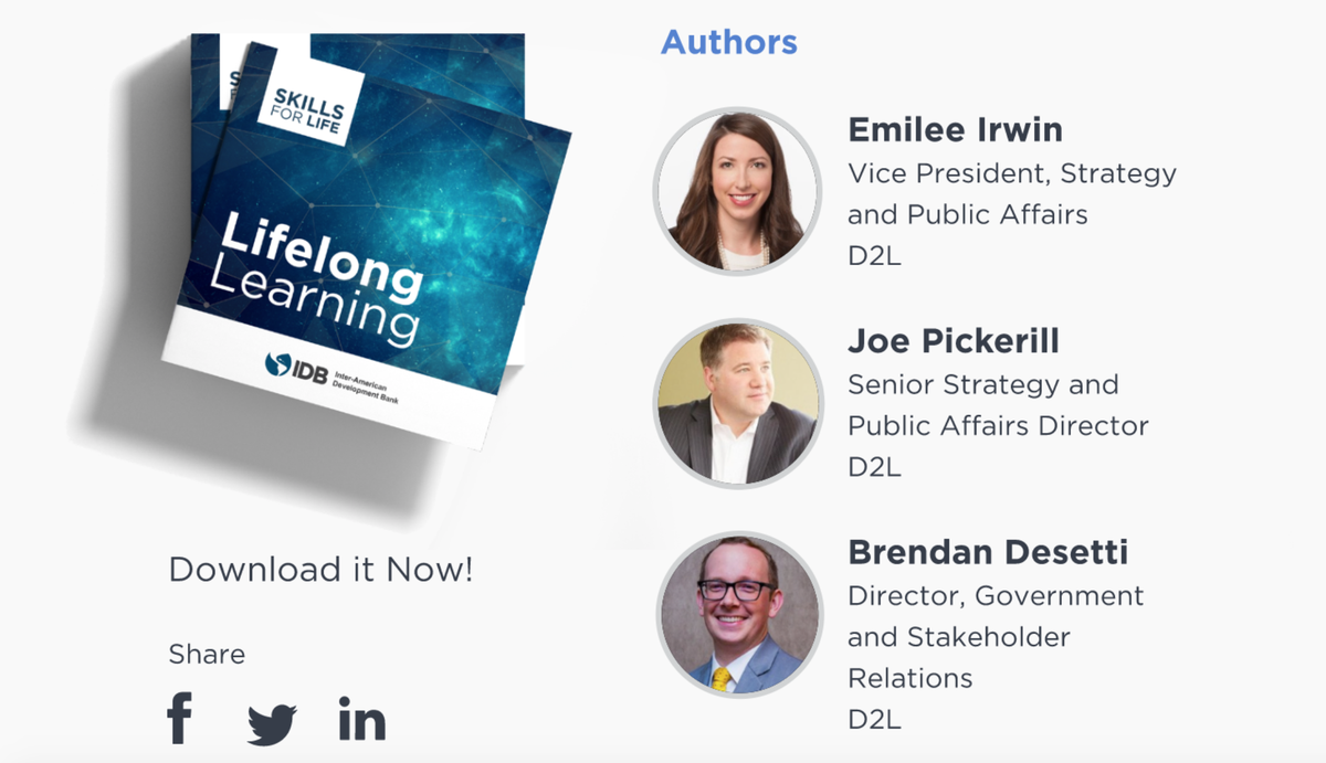 mercedesma3's tweet photo. 📢Check the new @the_IDB <Skills for Life Series> where distinguished education experts &amp; professionals share their insights and knowledge on #skills21. This brief by @D2L offers recommendations on how to enable #lifelonglearning systems. Download it now👇https://t.co/EQqwXu8Pft https://t.co/KpA2BF2RrO