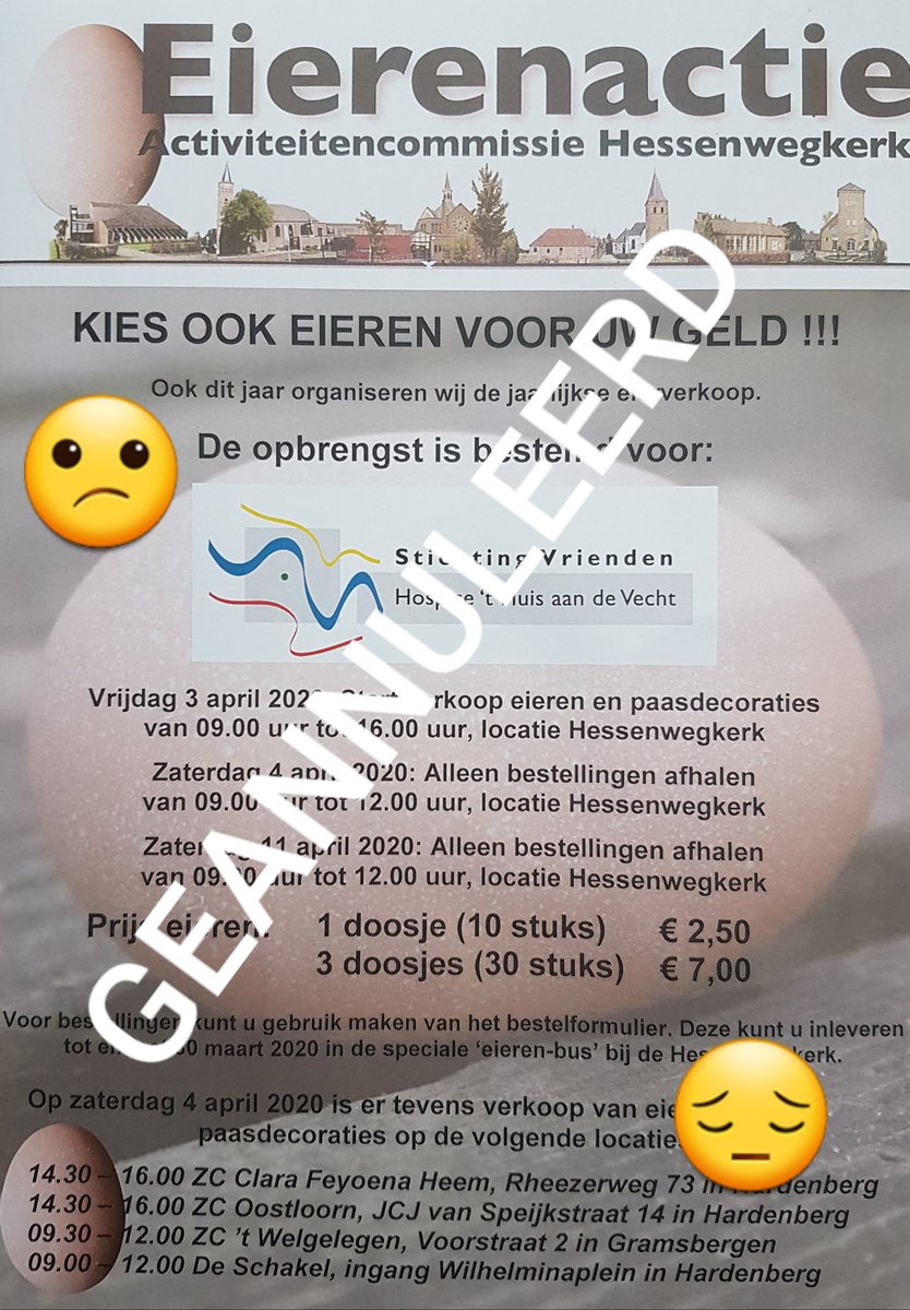HuisaandeVecht's tweet photo. 1/3 Door de #Coronacrisis waren onze #Vrienden genoodzaakt veel #fondsenwervende #activiteiten in #Hardenberg af te gelasten 🙁. #Eieractie, #Fietstocht, #Klaverjastoernooi, #Benefietconcert en wat kleine acties allemaal van de kalender gestreept. Erg jammer natuurlijk maar... https://t.co/wM3OJPwNai