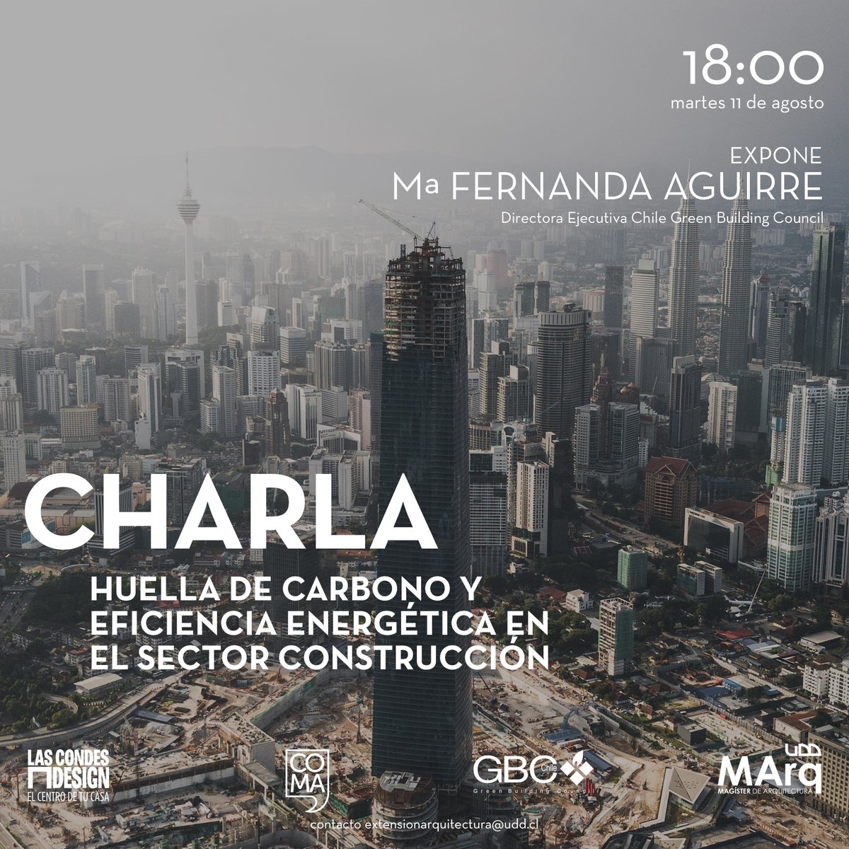 #Súmate a la charla "Huella de Carbono y Eficiencia Energética en el Sector de la Construcción" que dará nuestra directora ejecutiva el próximo 11 de agosto a las 18:00 hrs junto a <a href="/UDD_cl/">UDD</a> <a href="/lascondesdesign/">LasCondesDesign</a> y COMA Education. Inscríbete aquí forms.gle/onjJommByk4Q3s…

#10añosChileGBC
