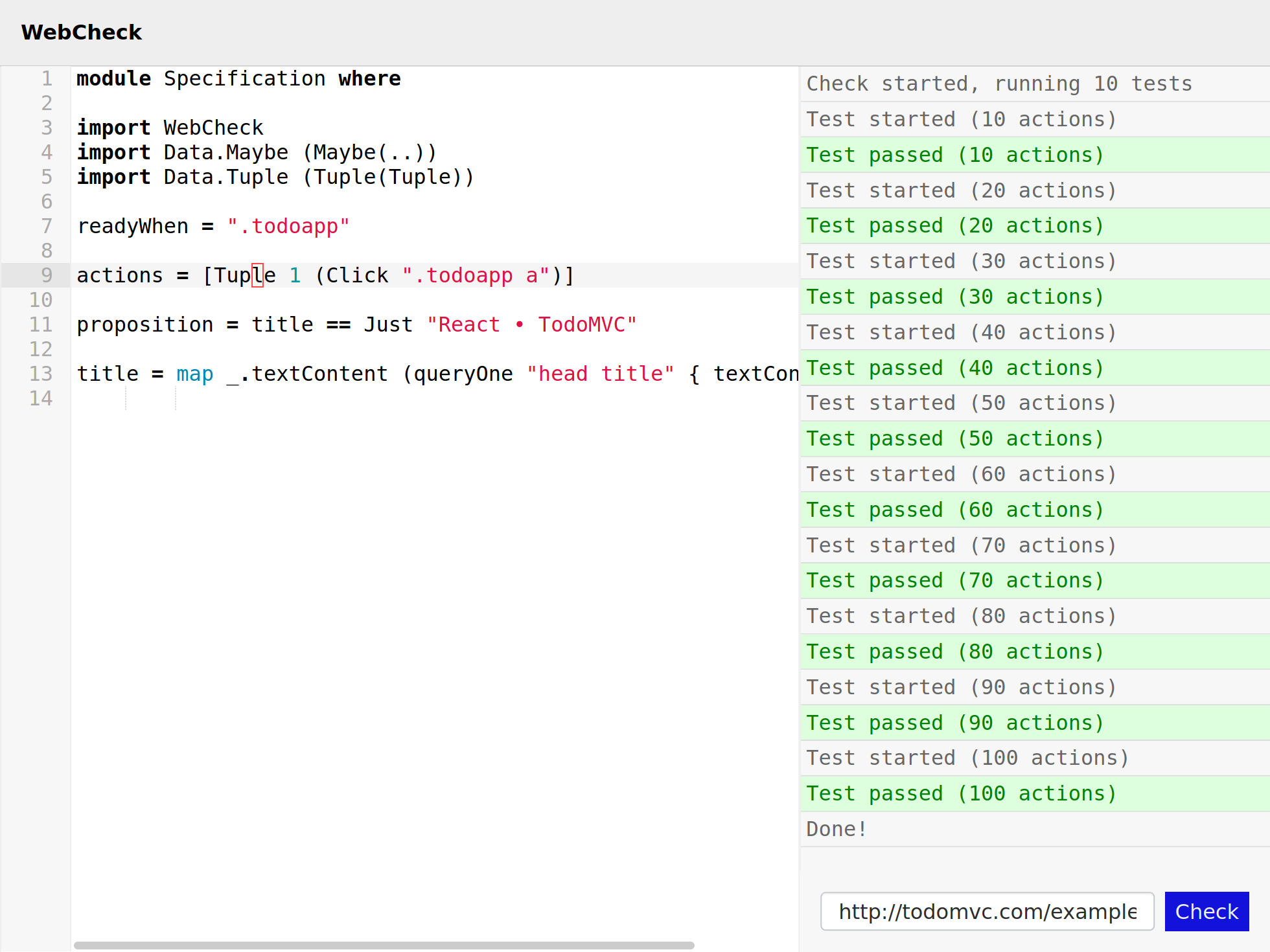 The WebCheck IDE, first draft