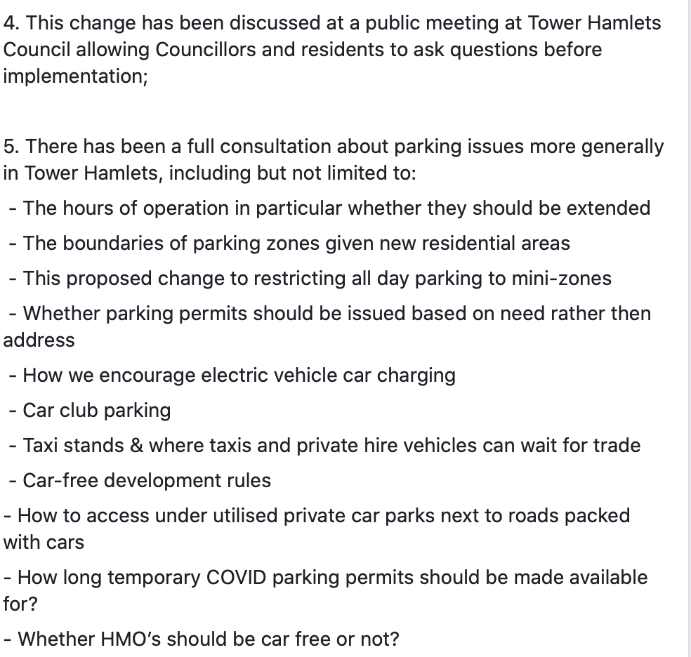need rather than address. Plus review of rules on car clubs, HMO's, taxi stands, electric vehicles etc. Rather then incremental unannounced changes, lets have a proper review of parking rules, agree strategy first in public & then make a change if required4/
