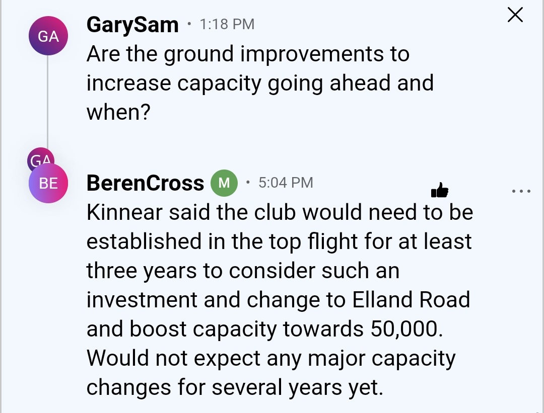 Capacity increase at ER  #LUFC