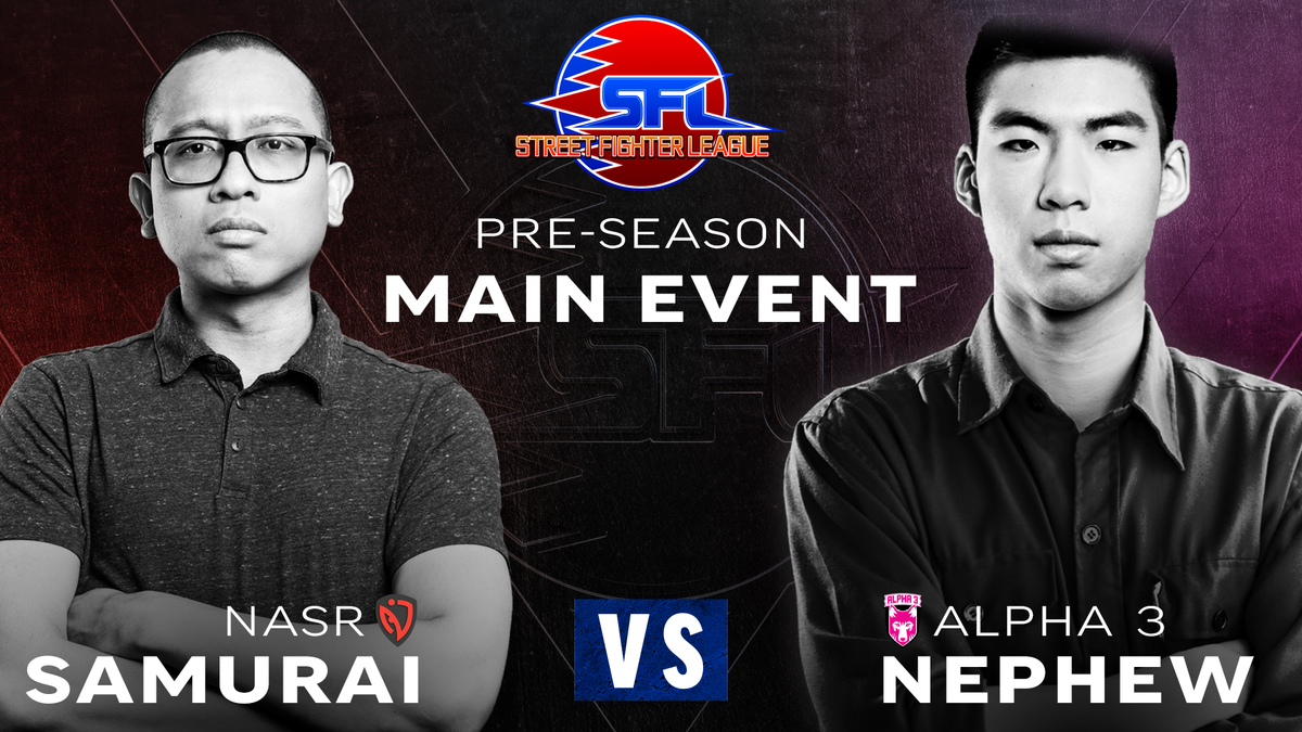 CapcomFighters's tweet photo. 📢 #SFL2020 kicks off THIS THURSDAY with some special Pre-Season matches! 

Main event:
@NasrEsports's @SamuraiFGC vs Alpha 3's @nephewdork 

Under card: 
@AlexMyersFGC vs @cmdrjesse
 
Join us every Thursday @ 4PM PDT on:
https://t.co/t4GGgezqj3
https://t.co/pi8ZBKJILt https://t.co/mkVP8LaHmF