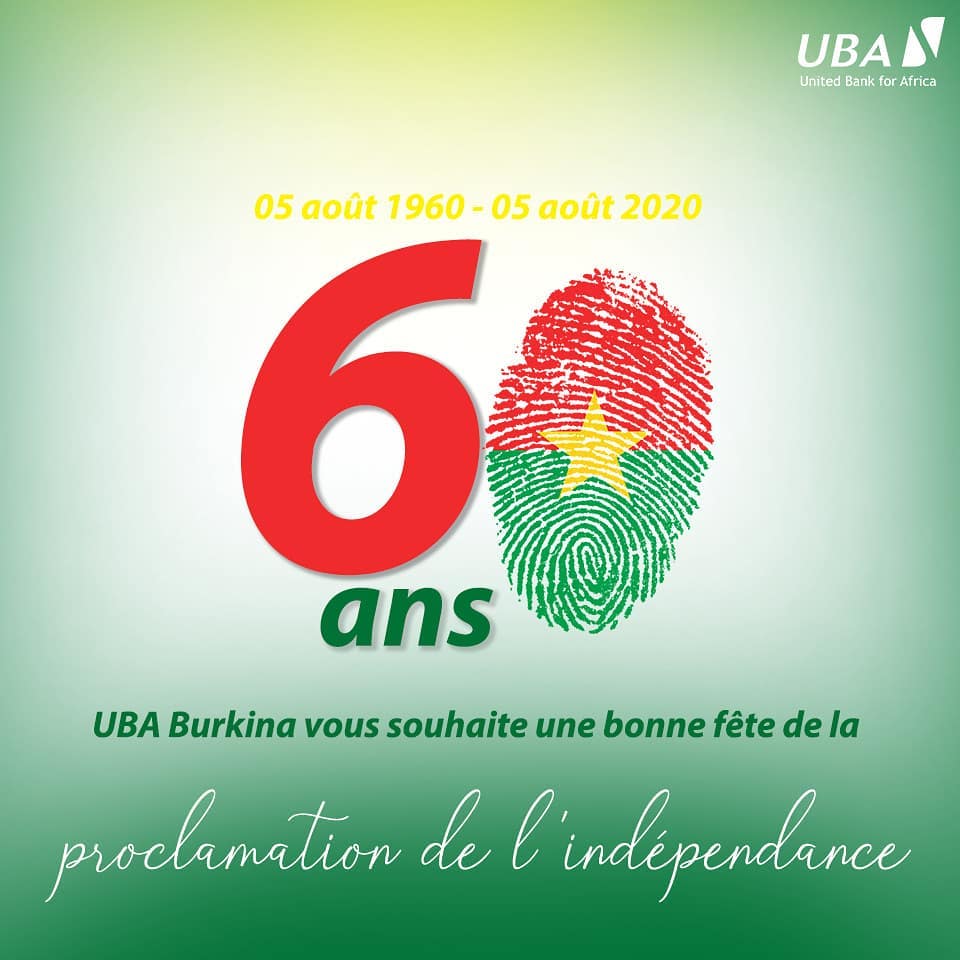 @UBARDC souhaite une bonne fête d'indépendance à toute la communauté burkinabé de la RD Congo. La banque UBA est présente au Burkina Faso à @UBABurkina.
#AfricasGlobalBank #UnitedBankforAfrica #UBARDC https://t.co/eMX2zP80dq
