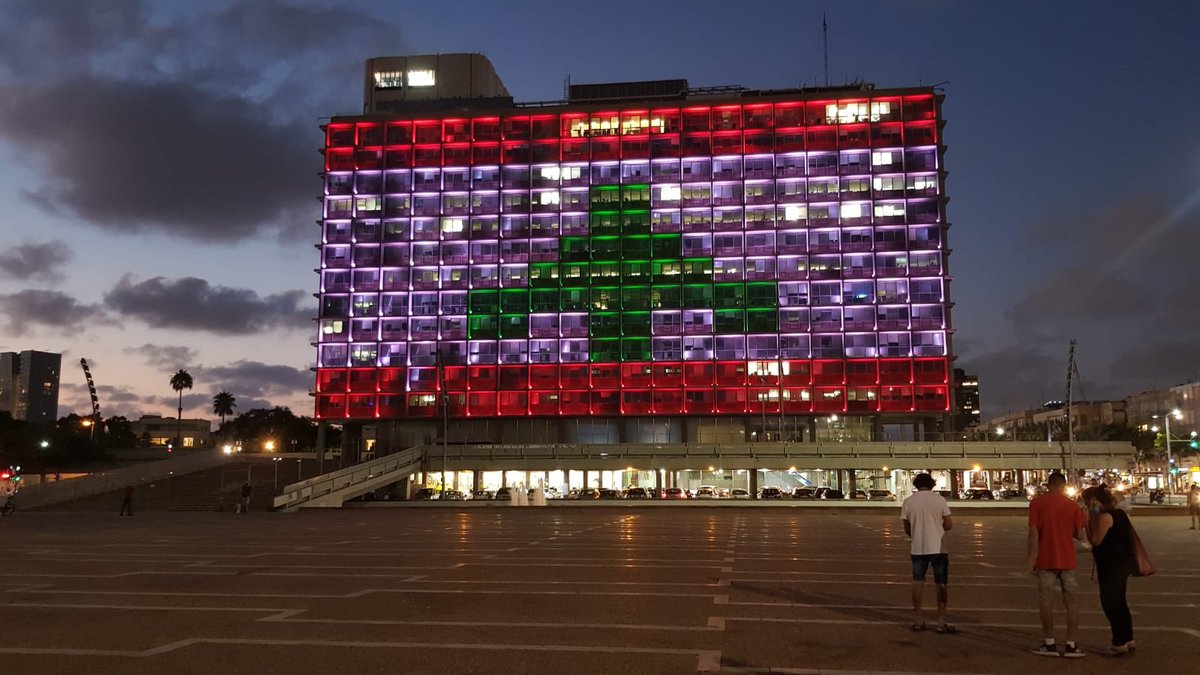 The city hall building is lit tonight with the Lebanese flag. Humanity precedes any conflict, and our hearts go out to our Lebanese neighbours in light of the catastrophic event.