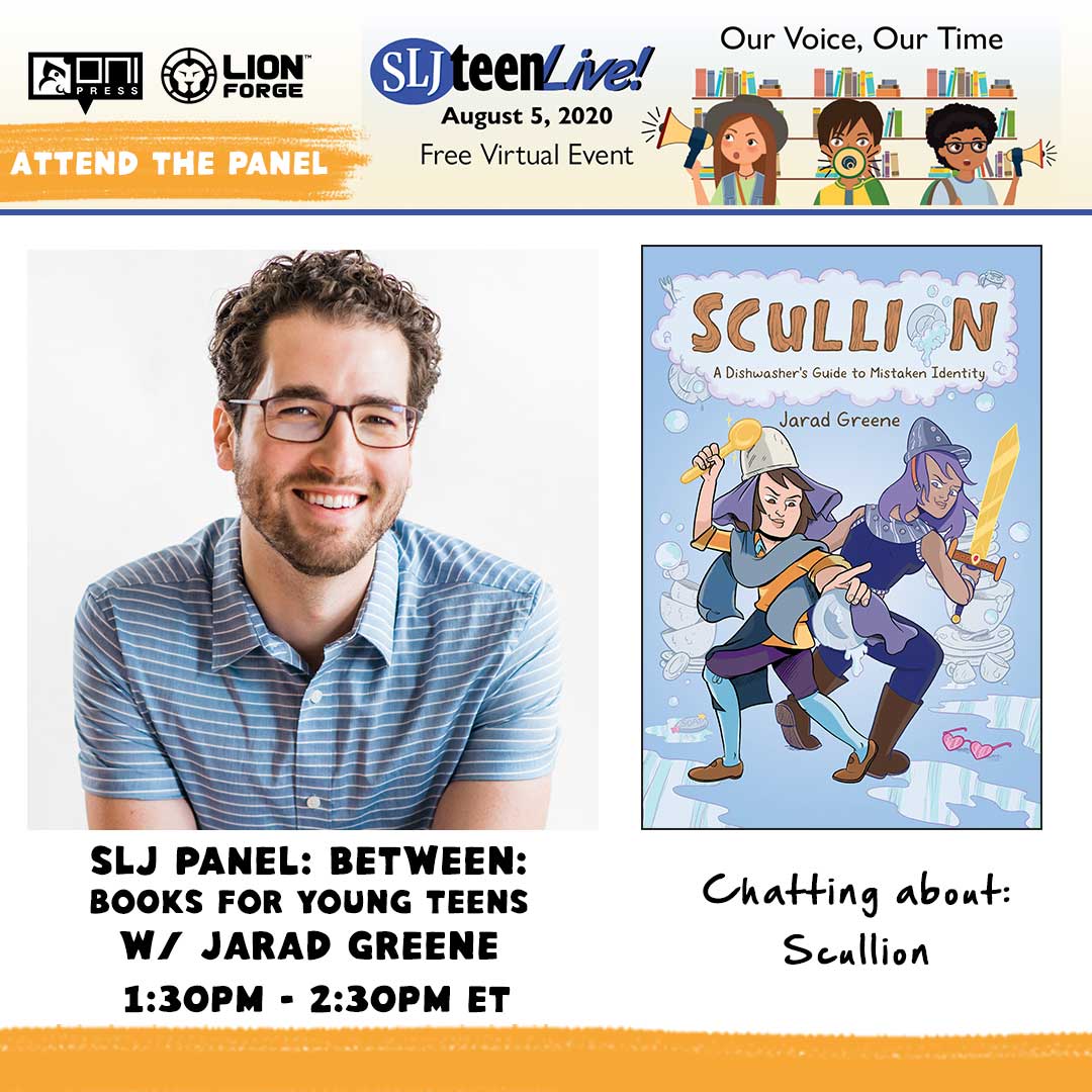 lionforge's tweet photo. PANEL TIME: In 15 minutes, @JaradGreene creator of #Scullion is joining @sljournal's #TeenLive panel on books for young teens! Find your next in between teen read. @OniPress https://t.co/geOrQLBjgt https://t.co/WH92ygeLC5