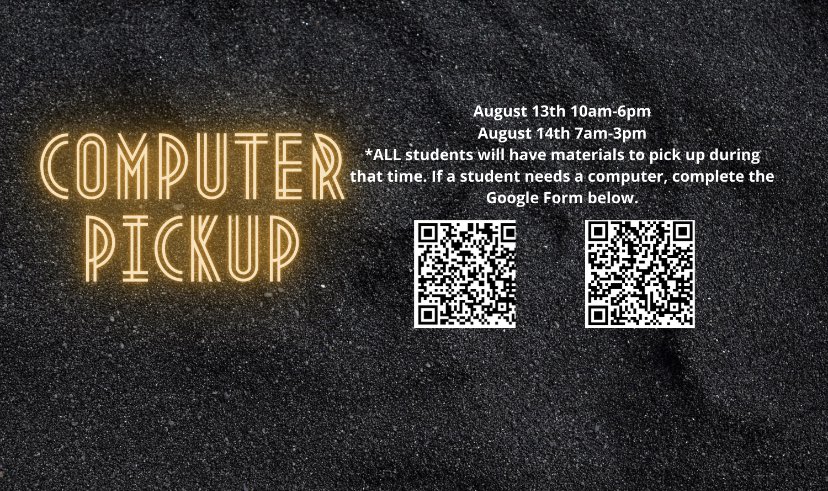 Virtual learning is coming soon!👩‍💻🧑‍💻 Make sure you’re prepared at home for success. Snap the QR code for a quick survey and we’ll see you soon for pickup!🤠
•
Escanee el código QR para responder una corta encuesta. Nos vemos pronto para recoger materiales