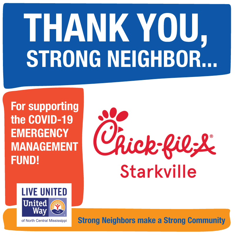 unitedwayncms's tweet photo. THANK YOU, Strong Neighbor...
We're grateful to @CFAStarkville for your generous support of our food drive efforts through the UWNCM Covid-19 Emergency Management Fund. Strong neighbors make a strong community!
#LiveUnited #UWStrongNeighbors https://t.co/YvKkhqs2Wk