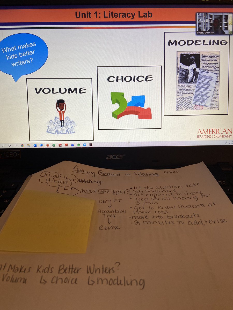 missfaugh's tweet photo. Writing can be super intimidating! I’m so excited to learn from @lagreen2011 today! #ARCtastic @AmericanReading https://t.co/Js4S0X1WQh