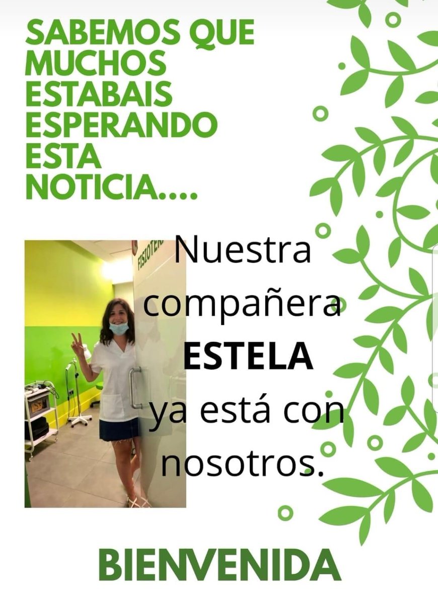 CDPedroneras's tweet photo. Hoy estamos muy muy contentos, porque nuestra fisio @Estela_catalan ya ha vuelto al trabajo en Fisialia 💪🏼.
Que gusto nos da dar este tipo de noticias 👏👏👏. https://t.co/G5de4SsRlW
