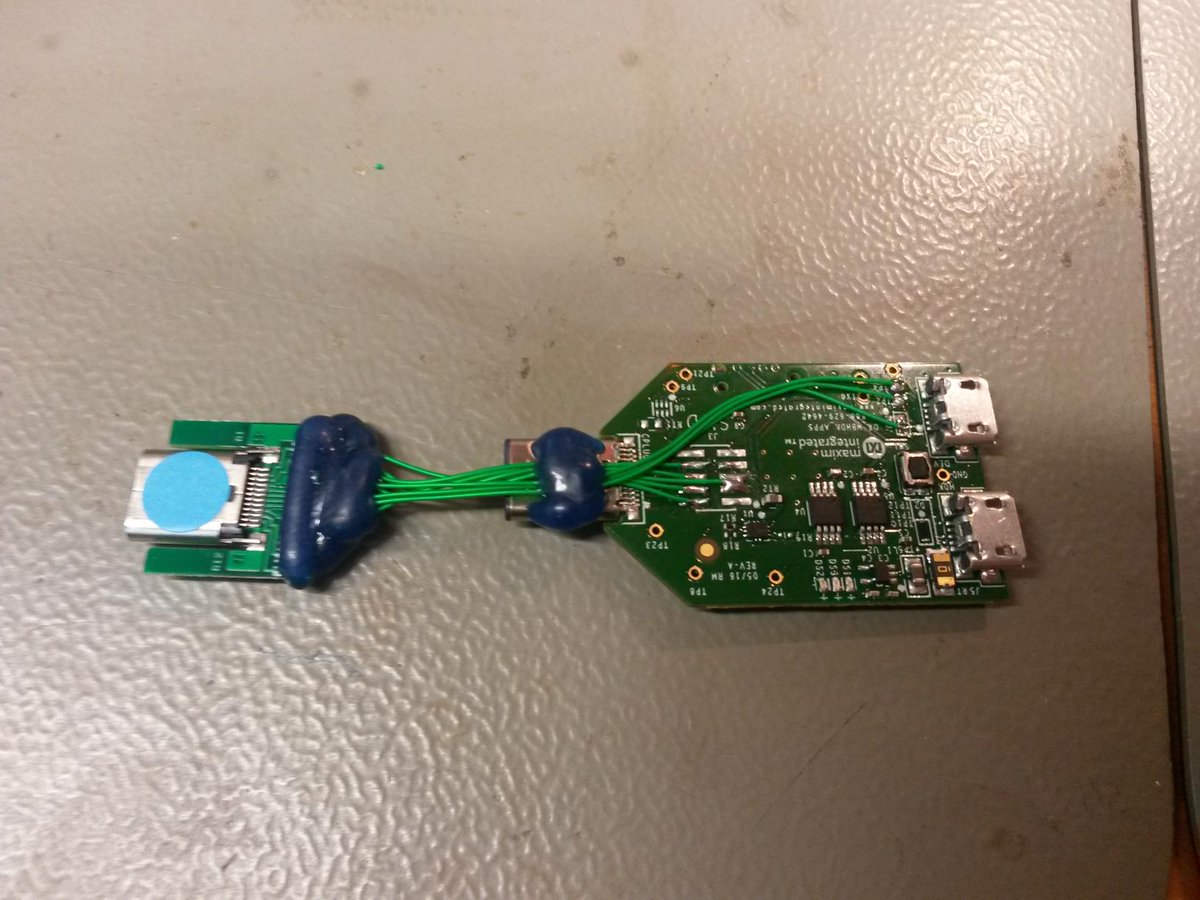 We also come up with a simpler debug adapter. It turns out that the data lines on the USB connector of the  @card10badge prototypes are swapped. By chance the original debug adapter had them swapped as well, masking the bug...