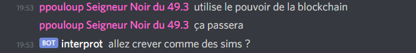 Rio_Alx's tweet image. Notre bot aime pas du tout la #blockchain. #interprot