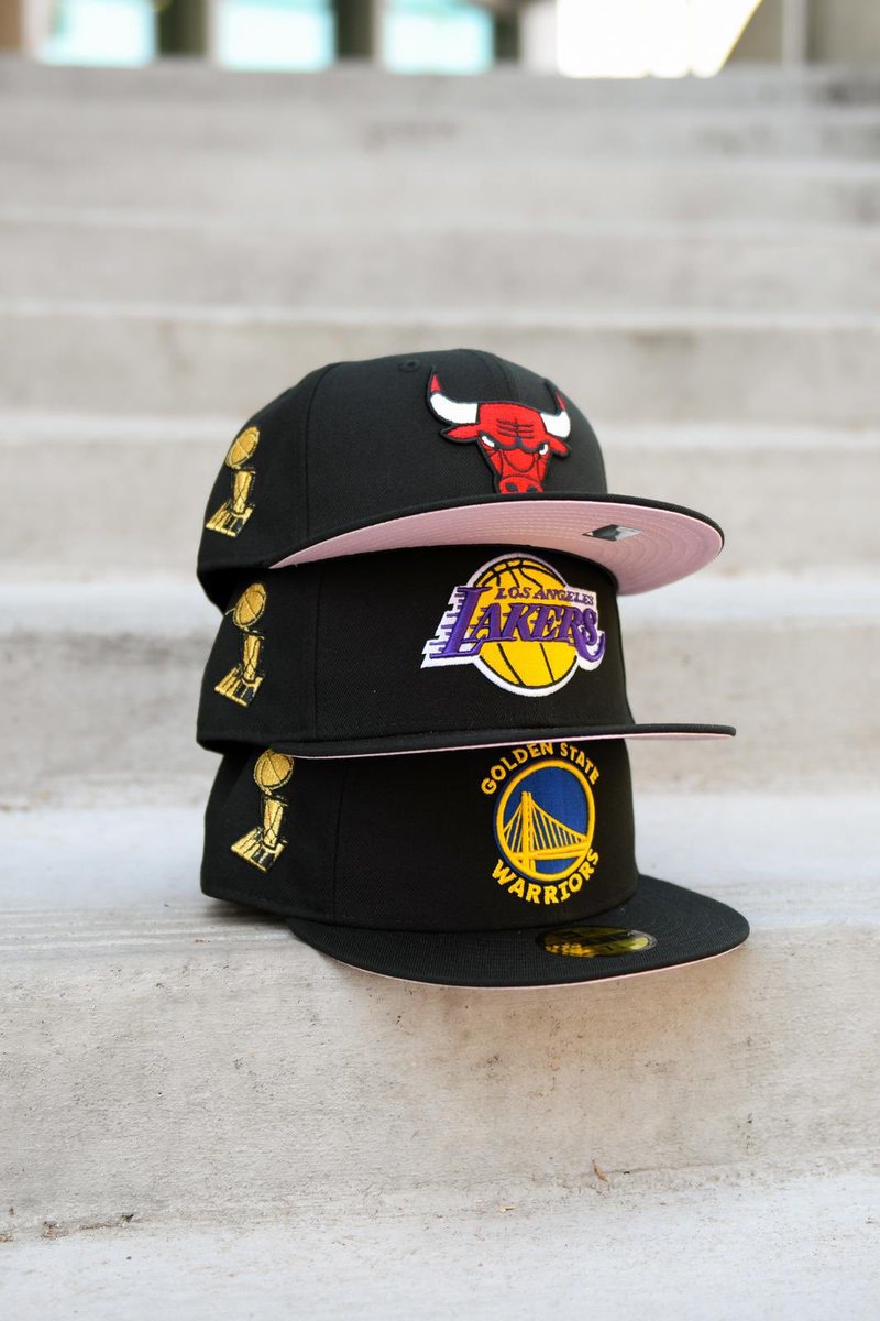 Hat Club On Twitter Now Available It S Pinkszn Babay Introducing The Chicago Bulls Golden State Warriors And Los Angeles Lakers Larry O Brien Trophy Patch Hats Featuring Pink Underbills