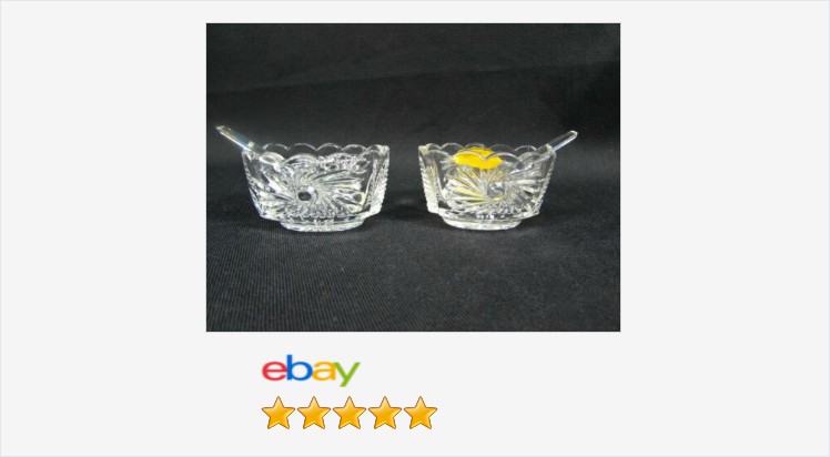 EtagereAntiques's tweet photo. Glass Salt Cellars With Plastic Spoons Lead Crystal Vintage West Germany #eBay #vintage #gotvintage #Saltcellars #opensalts #crystal #westgermany 
https://t.co/Um5hldzBgI
(Tweeted via https://t.co/nQi0oquTl3) https://t.co/rfaVHSQii1