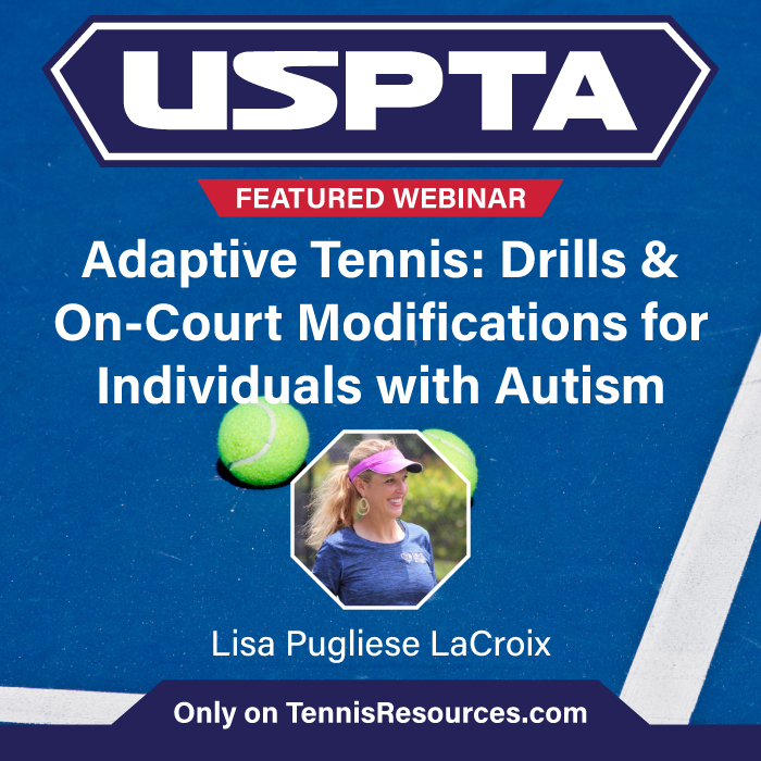 rspaHQ's tweet photo. This week on TennisResources:
Adaptive Tennis: Drills & On-Court Modifications for Individuals with Autism with Lisa Pugliese LaCroix
โ
https://t.co/iTEwWteUzz
#GetYourSix #FreeDues https://t.co/cEFAr20yKc