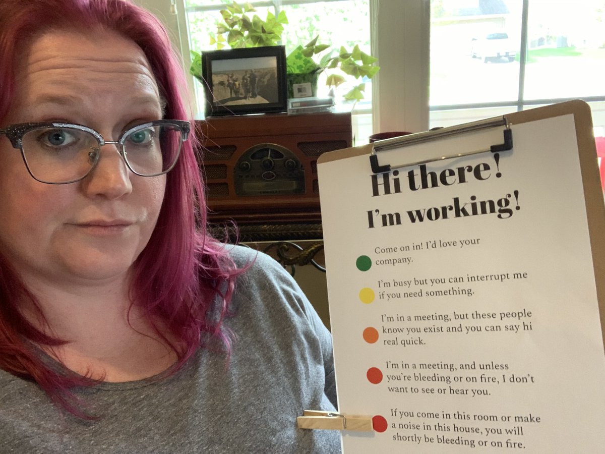 bowmama's tweet photo. #workfromhere #gotoroom @GoToSuite I had to make a warning chart for my home office (and 5 kids) https://t.co/tgOE1tTZ8E