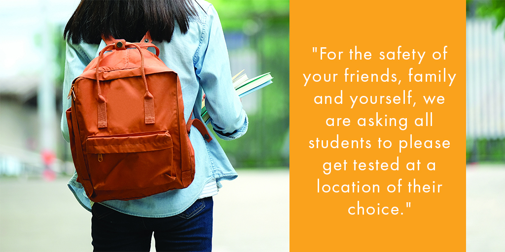 TogetherND's tweet image. The North Dakota University System encourages students to get free COVID test before heading back to campus. #InThisTogetherND ndus.edu/gettested/